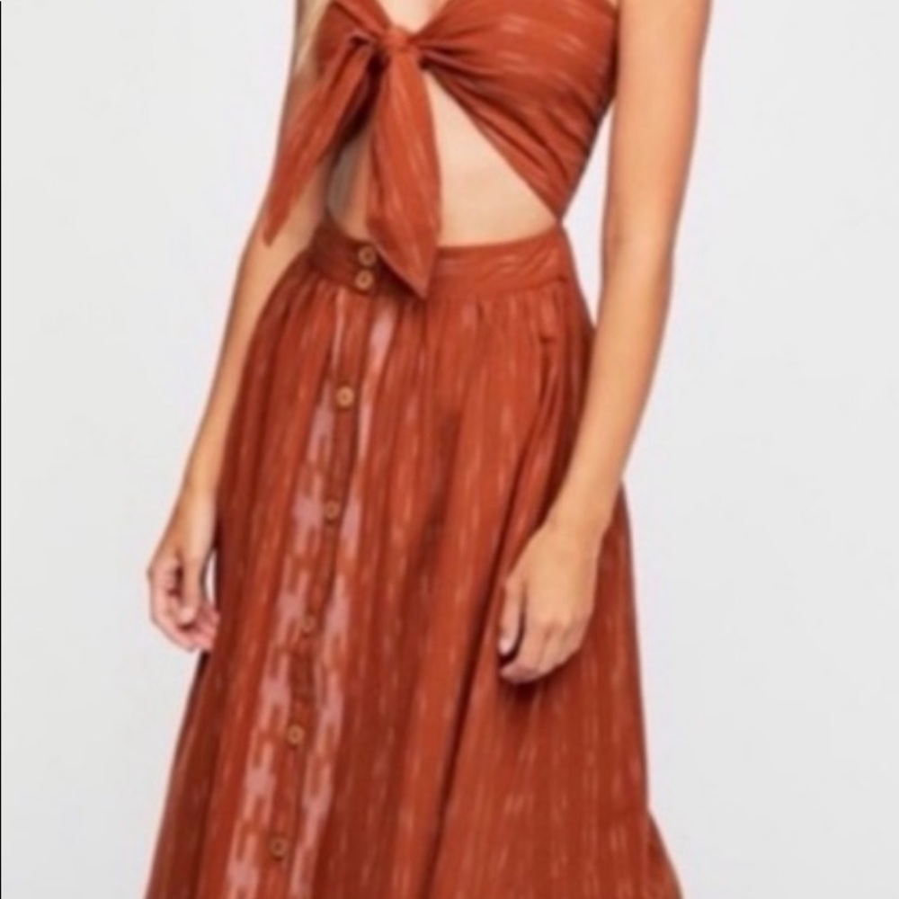 Free People Caldasi unlined midi dress in bronze